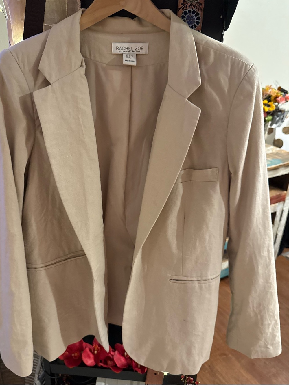 Rachel Zoe Light Beige Linen Blend Blazer